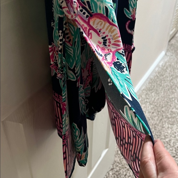Lilly Pulitzer Navy Dress with Pink and Green Floral Design - Picture 3 of 3